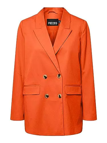 PIECES Damen Pcthelma Oversize Noos Blazer, Tangerine Tango
