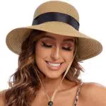 PINKGIRL Damen Stroh Sonnenhut Sommer Bowknot Beach Faltbare Hüte UV-Schutz UPF50+