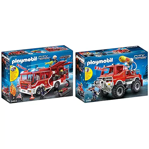 PLAYMOBIL 9464 Spielzeug-Feuerwehr-Rüstfahrzeug & 9466 Spielzeug-Feuerwehr-Truck