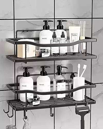POSYLA Duschregal, 2 Stück Dusch-Organizer mit 6 Haken