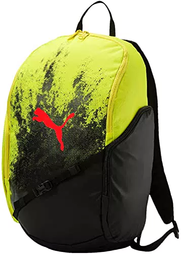 PUMA Liga Rucksack, Fizzy Yellow Black/Red Blast, 51 x 35 x 2.8 cm