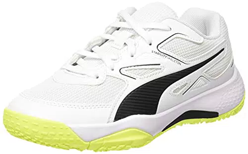 PUMA Unisex Kinder Solarflash Jr Hallenturnschuh, Puma White Puma Black Yellow Alert