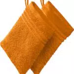 REDBEST Waschhandschuh, Waschlappen New York 2er- Pack orange Größe 15x21 cm - leichte