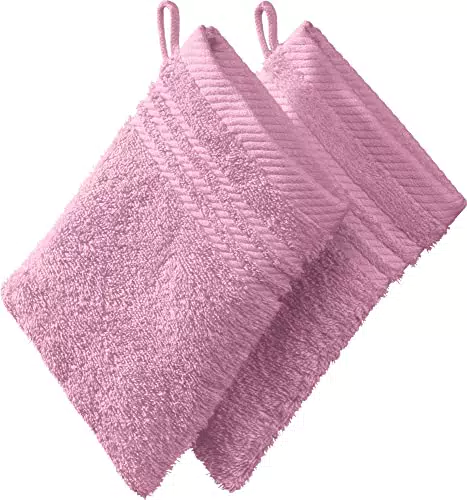 REDBEST Waschhandschuh, Waschlappen New York 2er- Pack rosa Größe 15x21 cm - leichte
