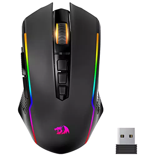 Redragon Gaming Maus Kabellose, RGB Wiederaufladbare Gaming-Maus mit 9 Macro Editing Programmierbare Tasten/8000 DPI