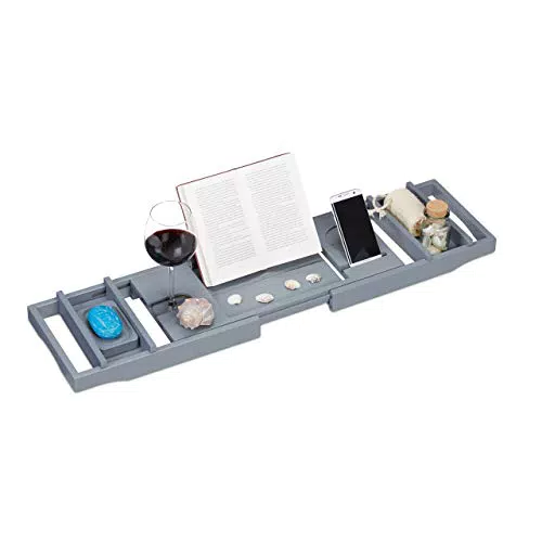Relaxdays Bambus Badewannenablage 109 cm, ausziehbar