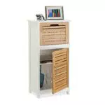Relaxdays Beistellschrank aus Bambus, halbhoher Badschrank m. Schublade