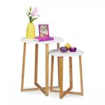 Relaxdays Beistelltisch 2er Set, runde Satztische, 48