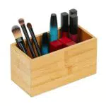 Relaxdays Ordnungsbox Bambus, schmale Aufbewahrungsbox ohne Deckel