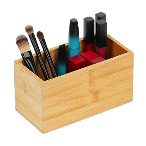 Relaxdays Ordnungsbox Bambus, schmale Aufbewahrungsbox ohne Deckel
