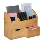 Relaxdays Schreibtisch Organizer, 6 Fächer, 2 Schubladen