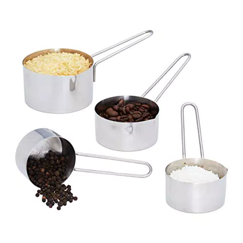Relaxdays Standard, silber Messbecher Set 4 tlg, Edelstahl