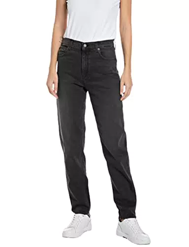Replay Damen Jeans Keida Baloon-Fit mit Stretch, Schwarz