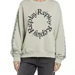 Replay Damen Sweatshirt aus Baumwollmix, Grau, M