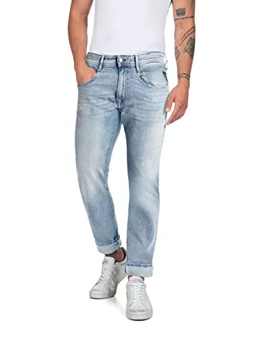 Replay Herren Jeans Anbass Slim-Fit mit Stretch, Blau