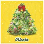 Ricola Adventskalender 2023, 24 Türchen mit einer Mischung aus verschiedenen Sorten Schweizer Kräuter-Bonbons