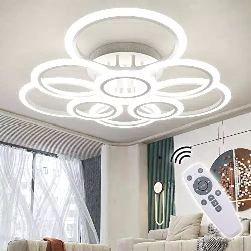 RUYI Modern LED Deckenleuchte Dimmbar mit Fernbedienung 9-Ring Deckenleuchte 120W 10800LM