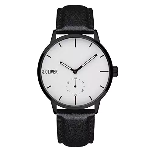 s.Oliver Time Herren Analog Quarz Uhr mit Kunstleder Armband SO-4180-LQ