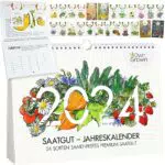 Saatgut Kalender 2024 Wandkalender A4: Garten Wandkalender 2024 Monatskalender mit 24 Sorten Gemüse Samen