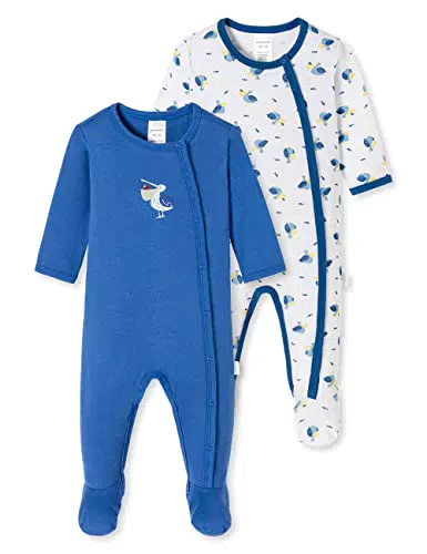 Schiesser Baby-Jungen 2PACK Anzug mit Fuß Kleinkind-Schlafanzüge