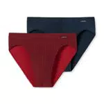Schiesser Herren 2PACK Supermini Slip, dunkelblau rot Gemustert