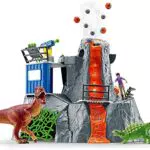 schleich 42564 DINOSAURS Große Vulkan Expedition, Dinosaurier Spielzeug Set inkl. Vulkan mit LED-Licht- & Ausbruchsfunktion