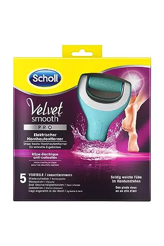 Scholl Velvet Smooth elektrischer Hornhautentferner Pro Zur Hornhaut Entfernung auf nassen und trockenen Füßen Wiederaufladbar 1 Gerät + Ladestation