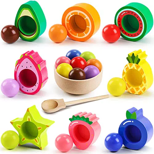 Seagoal Montessori Spielzeug ab 1 Jahr, Baby Motorikspielzeug Obst Holzspielzeug