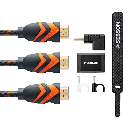 SEBSON 3X HDMI Kabel 2m 2.0b Highspeed mit Ethernet