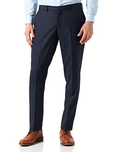 SELECTED HOMME BLACK Herren SLHSLIM-MYLOBILL DKBLU GR CHK TRS B NOOS Tuxedo-Hose