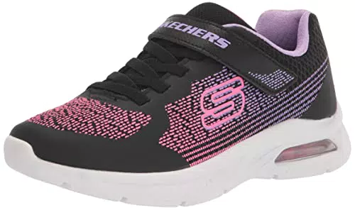 Skechers 303610L BKLV Sneaker, Black Synthetic/Lavender Trim
