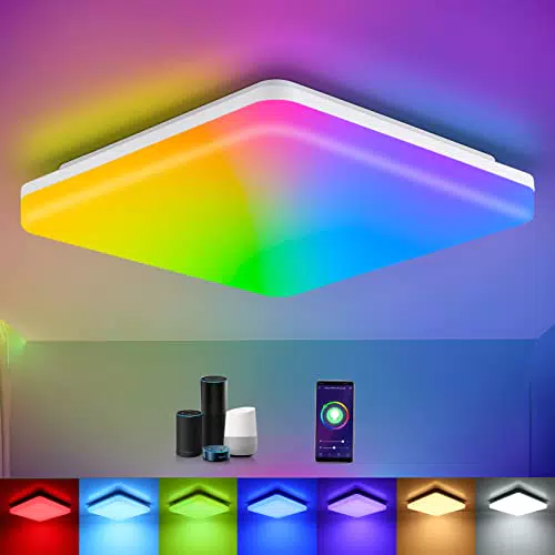 Smart Led Deckenlampe, 18W 1800LM Wlan Led Deckenleuchte Dimmbar rgb Farbwechsel
