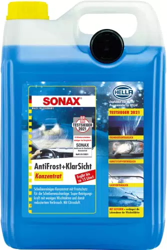 SONAX AntiFrost+KlarSicht Konzentrat ergibt bis zu 15 Liter Winter-Scheibenwischwasser