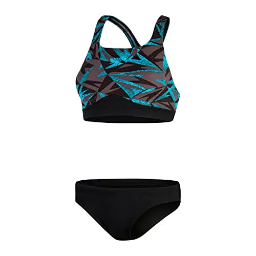 Speedo Damen HyperBoom 2 Piece Bikini, Schwarz/Bolt/Dove Grau