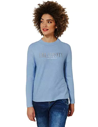 STREET ONE Damen A319000 Langarmshirt, Sublime Blue Melange