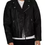 Superdry Mens Leather Moto Biker Herren-Jacken, Schwarz