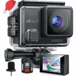 Surfola Action Cam 4K Unterwasserkamera 40M Wasserdicht 20MP EIS Bildstabilisierun 170° Weitwinkel Helmkamera WiFi Actionkameras Externem Mikrofon 2 Akkus und Zubehör Kit 2.4G Fernbedienung