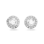 Swarovski Angelic Ohrstecker, Rundschliff, Weiß, Rhodiniert