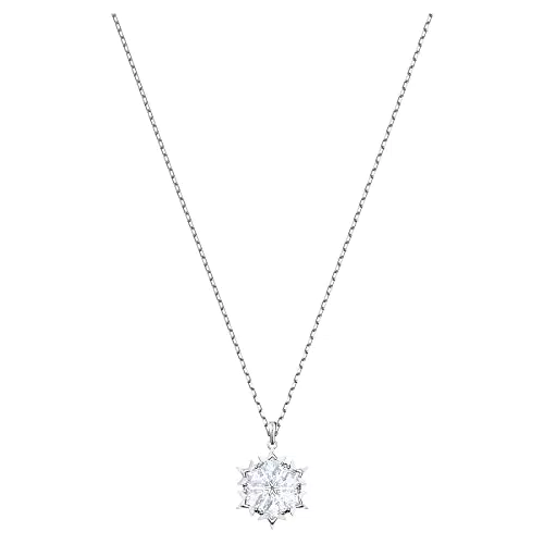 Swarovski Magic Anhänger, Rhodinierte Damenhalskette mit Edlem Schneeflocken-Anhänger und Swarovski Kristall