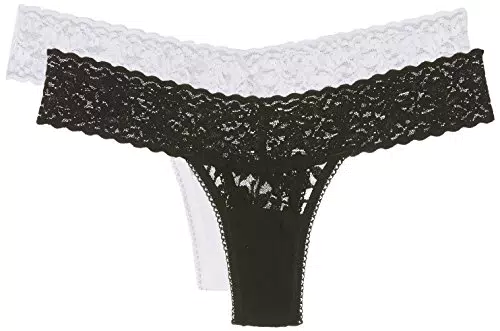 Sylvie Flirty Lingerie Damen String Aki 2er Pack, Schwarz/Weiß