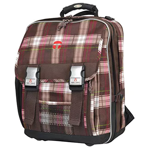 Take it easy - PLAID Braun / Pink(Brown/Pink - LONDON - Schulrucksack Ranzen eckig