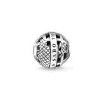 Thomas Sabo Damen-Bead Karma Weltkugelperle mit Stein 925 Silber Onyx schwarz - K0262-698-11