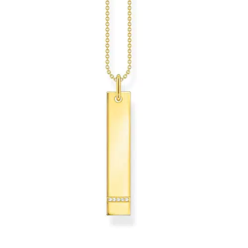 THOMAS SABO Kette Tag mit Weißen Steinen aus 925er Sterlingsilber 750er Gelbgold-Vergoldung
