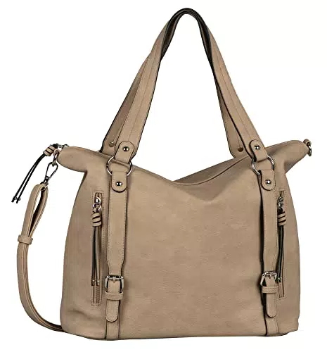 TOM TAILOR bags Caia Damen Shopper Umhängetasche Reißverschluss Mittelgroß Beige