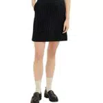 TOM TAILOR Damen 1034016 Rock mit Streifen, 30718 - Black Irregular Pin Stripe
