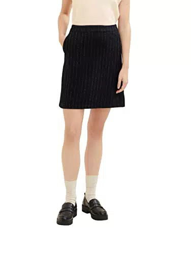 TOM TAILOR Damen 1034016 Rock mit Streifen, 30718 - Black Irregular Pin Stripe