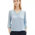 TOM TAILOR Damen 1037892 Satin Bluse mit V-Ausschnitt & Muster