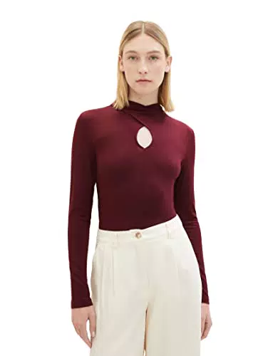 TOM TAILOR Damen 1037980 Langarmshirt mit Cut-Out Detail