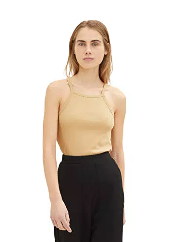 TOM TAILOR Denim Damen 1035368 Tanktop mit Rippstruktur