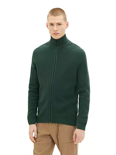 TOM TAILOR Denim Herren Basic Strickjacke 1033878, 30024 - Explorer Green